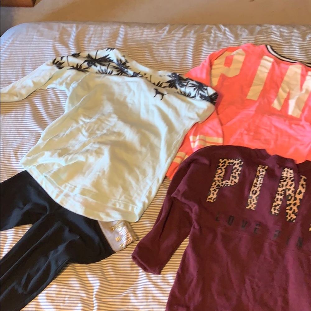 Pink sweatshirts and pants